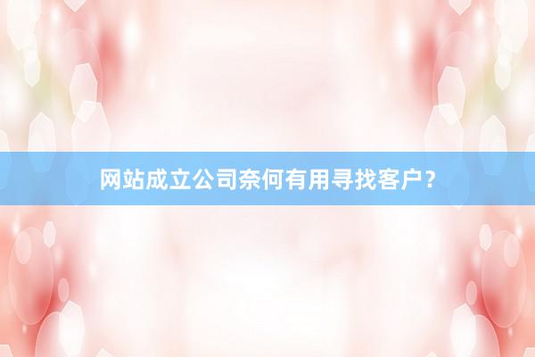 网站成立公司奈何有用寻找客户？